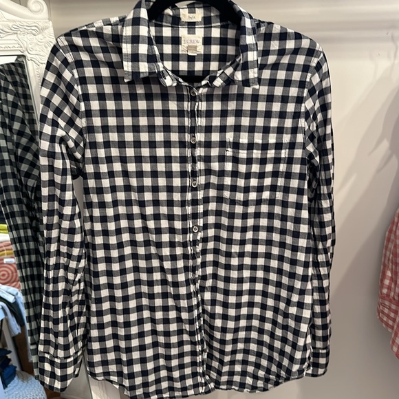 J. Crew Navy and White Gingham classic button-down shirt in boy fit - Picture 3 of 4